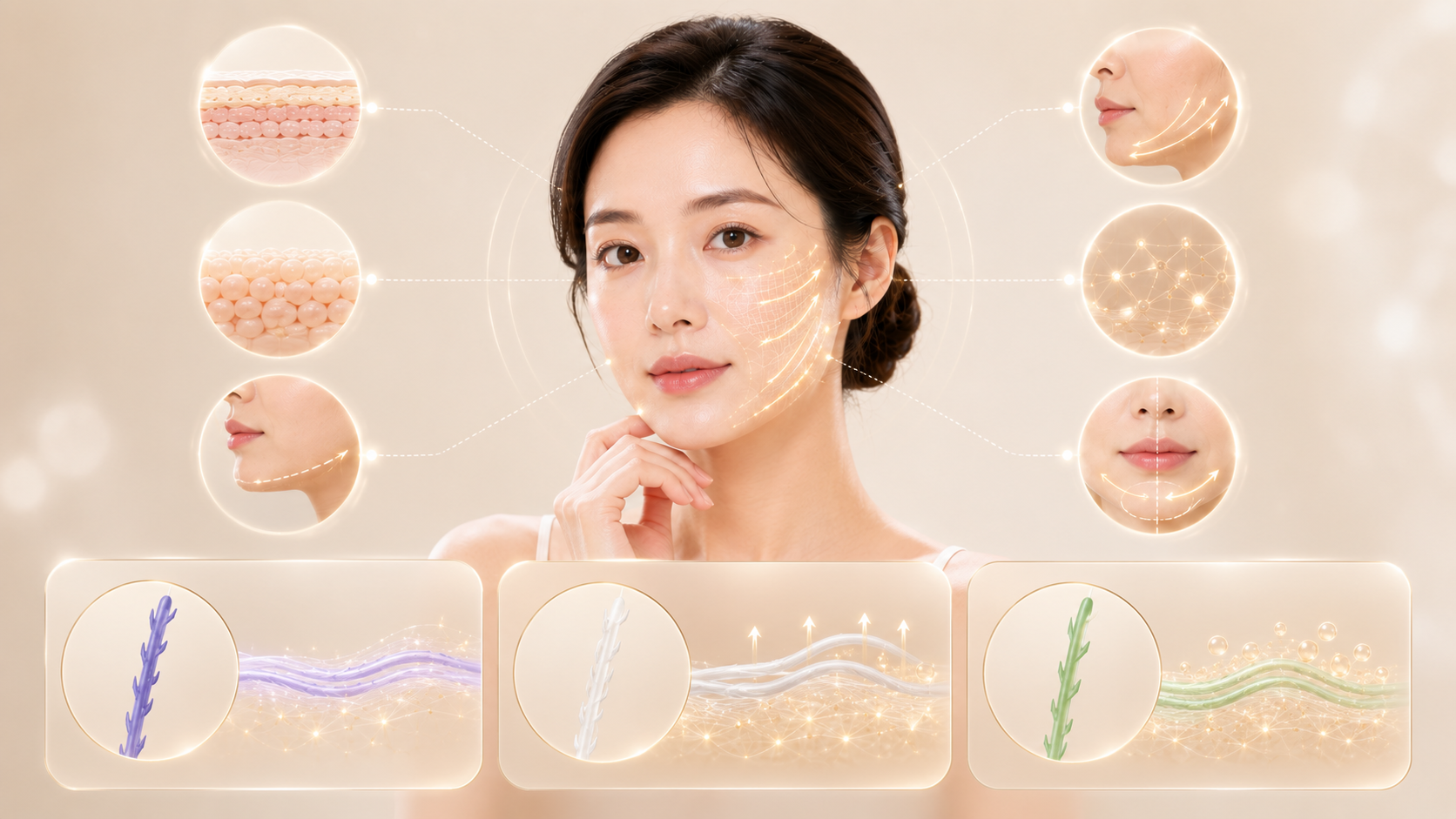 처짐 방향·피부 두께·조직 무게·벡터에 따른 실 선택 지도